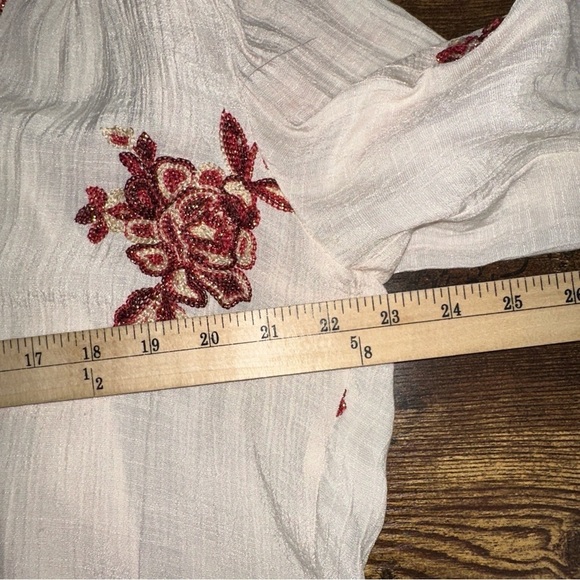 Figueroa & Flower Top Women XL Cream Floral Embroidered Country Boho Feminine - Picture 9 of 10